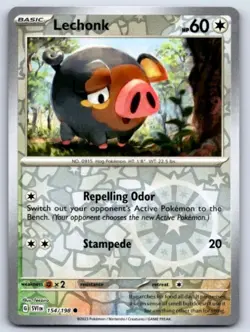 Pokemon TCG Scarlet & Violet Reverse Holo Lechonk 154/198 Common - Image 1