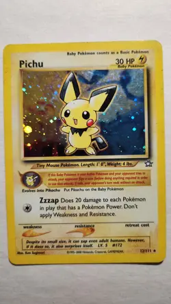 2000 Pichu 12/111 - Neo Genesis Baby Pokemon Holo Rare - Pokemon TCG - MP - Image 1