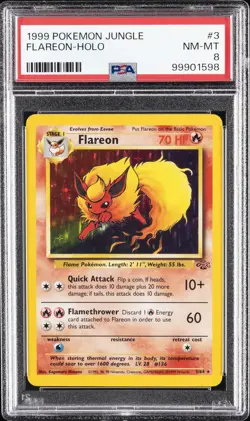 1999 POKEMON JUNGLE #3 FLAREON-HOLO PSA 8 - Image 1