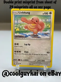 Pokemon Double Print Misprint Error Lickitung 102/156 Sm-Ultra Prism Regular - Image 1
