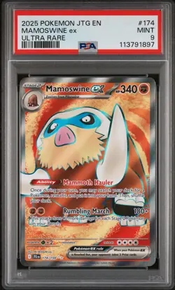 2025 POKEMON JTG EN-JOURNEY TOGETHER ULTRA RARE #174 MAMOSWINE EX PSA 9 - Image 1