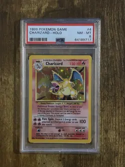1999 Pokemon TCG Charizard Base Set Holo #4 Card PSA 8 - Image 1