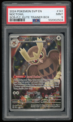 2024 POKEMON BLACK STAR PROMO SCR POKEMON CENTER ETB SVP 141 NOCTOWL PSA 9 - Image 1