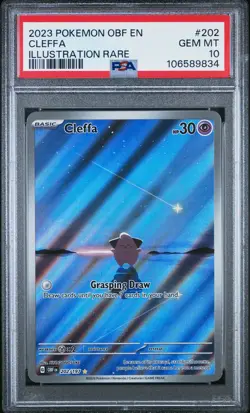2023 POKEMON OBF EN-OBSIDIAN FLAMES ILLUSTRATION RARE #202 CLEFFA PSA 10 - Image 1
