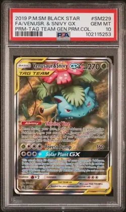 Venusaur & Snivy GX Tag Team Sm229 Pokemon Black Star Promo PSA 10 - Image 1