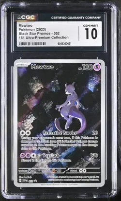 POKEMON English Mewtwo 052 2023 Black Star Promo 151 Holo CGC 10 - Image 1