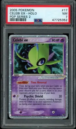 2005 Pokemon Celebi Ex Holo Pop Series 2 17/17 PSA 7 NM - Image 1