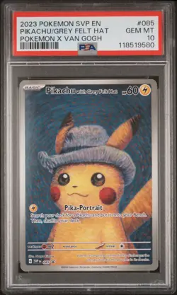2023 POKEMON SVP EN-SV BLACK STAR PROMO #085 PIKACHU WITH GREY FELT HAT PSA 10 - Image 1