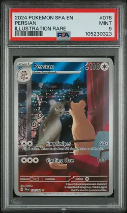 2024 POKEMON SFA EN-SHROUDED FABLE ILLUSTRATION RARE #078 PERSIAN PSA 9 - Image 1