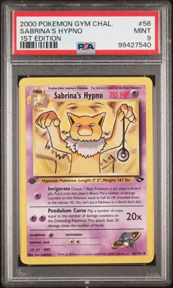 2000 POKEMON GYM CHALLENGE 1ST ED #56 SABRINA'S HYPNO PSA 9 - Image 1