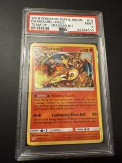 Pokemon 2019 Team Up Charizard Cracked Ice Holo PSA 9 Mint #14/181 - Image 1