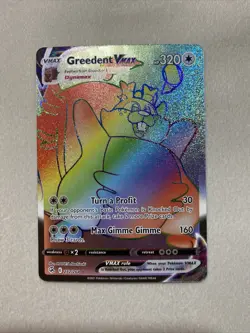 Pokemon TCG Greedent Vmax 272/264 Fusion Strike Rainbow Rare Secret Rare Full NM - Image 1