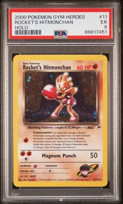 2000 POKEMON GYM HEROES HOLO #11 ROCKET'S HITMONCHAN PSA 5 - Image 1