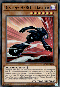DESTINY HERO - DASHER OP18-EN004 SUPER RARE YuGiOh - Image 1