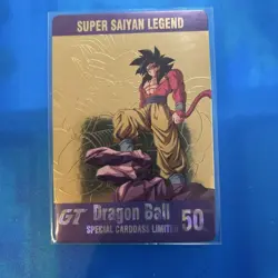 Dragon Ball Carddass Gold Card Goku 4 Baby GT Prism Collector Card Used - Image 4