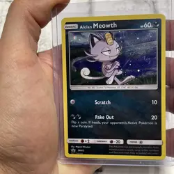 Alolan Meowth SM43 Holo SWIRL Sun & Moon Black Star Promo Pokemon Card NM/MT TCG - Image 1