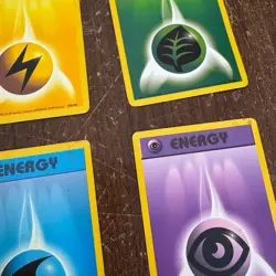 Pokemon VINTAGE 90s ENERGY Card Set USED Fire Grass Fighting Water Psychic - Image 2