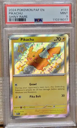 2024 Pokemon Pikachu TCG Card 131/091 Paldean Fates Shiny Rare PSA 9 Mint - Image 1