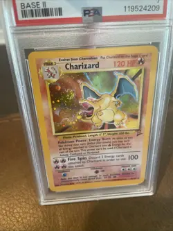 Pokemon Charzard 2000 Holo Base 2 #4 PSA 7 NM Rare Holo Swirl In Flame - Image 2