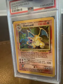Pokemon Charzard 2000 Holo Base 2 #4 PSA 7 NM Rare Holo Swirl In Flame - Image 3