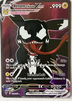 Venom Pikachu VCOS Holo Non-TCG Fan Art 033/055 Pokemon Card Nm - Image 1