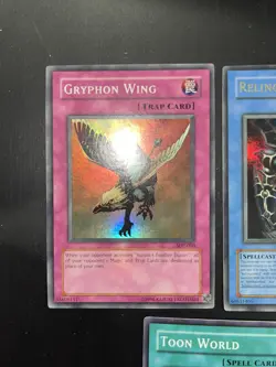 Yugioh Cards Lot Of 3 Holo 1996 Kazuki MP Toon World ,Gryphon Wing, Relinquished - Image 2