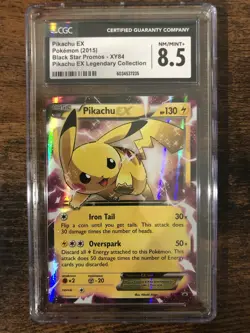 Pikachu EX XY84 CGC 8.5 NM/Mint + 2015 Black Star Promo Pokemon Card - Image 1