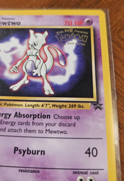 1999 Pokemon the First Movie Black Star Promo #3 Mewtwo WB Stamped Card - Image 2