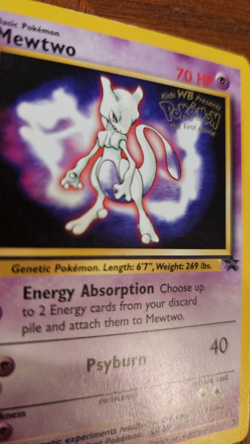 1999 Pokemon the First Movie Black Star Promo #3 Mewtwo WB Stamped Card - Image 5