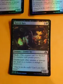 Rancid Rats x3 Zombie rat Magic the Gathering Card. Shadows over Innistrad. foil - Image 2