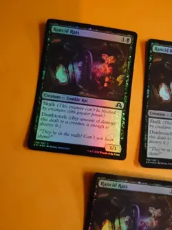 Rancid Rats x3 Zombie rat Magic the Gathering Card. Shadows over Innistrad. foil - Image 4