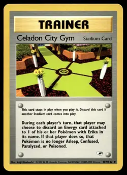 Celadon City Gym 107/132 Pokemon Card Gym Heroes Uncommon Trainer LP AA - Image 1