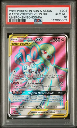 Gardevoir & Sylveon GX PSA 10 204/214 Unbroken Bonds Full Art Pokemon Card - Image 1