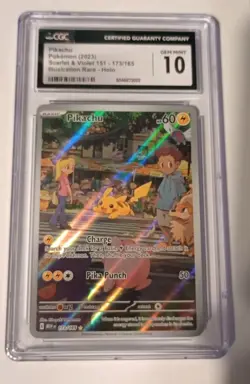 CGC Pristine 10 Pikachu 173/165 Pokemon Scarlet & Violet 151 2023 English - Image 1