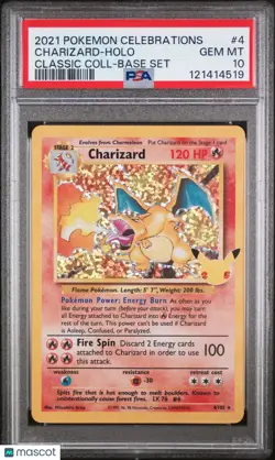 2021 Pokemon Celebrations Classic Collection Charizard -Base Set PSA 10 4/102 - Image 1