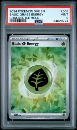 2024 Pokemon SVE EN Basic Grass Energy CRACKED ICE HOLO #009 PSA 9 MINT - Image 1