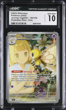 CGC 10 Lillie's Ribombee 164/159 Pokemon Journey Together Illustration Rare Alt - Image 1