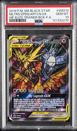 2019 POKEMON SM BLACK STAR PROMO FULL ART/MOLTRES & ZAPDOS & ARTICUNO GX PSA 10 - Image 1