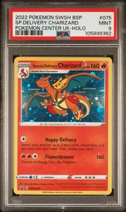 2022 POKEMON SWSH BLACK STAR PROMO #075 SPECIAL DELIVERY CHARIZARD-HOLO PSA 9 - Image 1