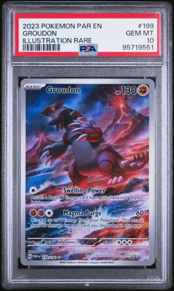 2023 POKEMON PAR EN-PARADOX RIFT ILLUSTRATION RARE #199 GROUDON PSA 10 - Image 1