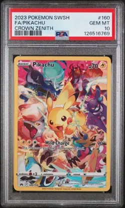 PSA 10 - 2023 POKEMON SWORD AND SHIELD CROWN ZENITH #160 FA/PIKACHU CROWN ZENITH - Image 1