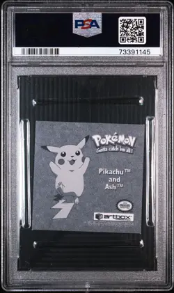 1999 POKEMON STICKERS SER 1 BONUS PRISM STICKERS #PR03 PIKACHU & ASH PSA 10 - Image 2