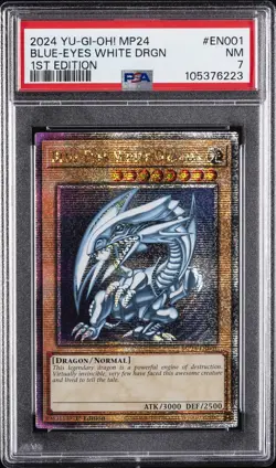 2024 YU-GI-OH! MP24-25TH ANV TIN: DUELING MIRRORS BLUE-EYES WHITE DRAGON PSA 7 - Image 1