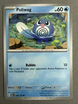 Pokemon TCG * Scarlet & Violet 151 Card * 060/165 Poliwag Common * FRESH PK - Image 1