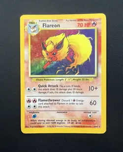 Pokemon Card TCG Flareon 3/64 Holo Rare Jungle No Symbol Misprint Error 1999 - Image 1