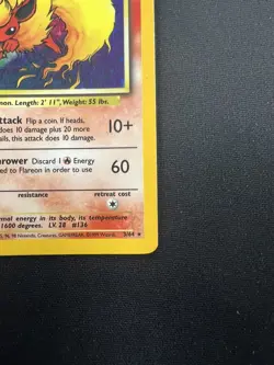 Pokemon Card TCG Flareon 3/64 Holo Rare Jungle No Symbol Misprint Error 1999 - Image 4
