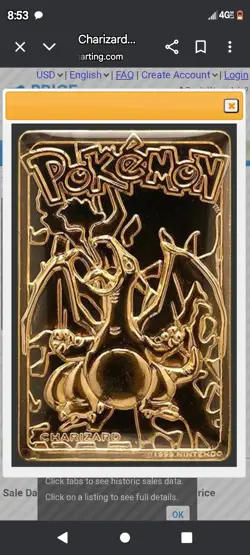 1999 Pokemon Burger King Charizard 23K Gold Plated Trading Card #06 CHARIZARD - Image 2