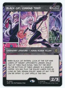 Black Cat, Cunning Thief #0222 (Borderless) MTG Marvel's Spider-Man Magic - Image 1