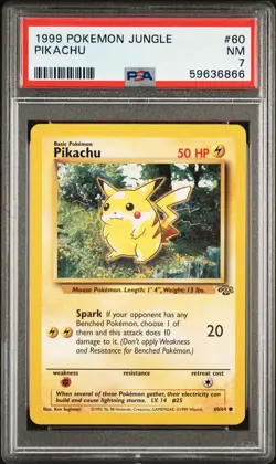 1999 POKEMON JUNGLE #60 PIKACHU PSA 7 - Image 1