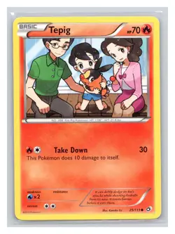 Pokemon TCG Tepig 25/113 Legendary Treasures Normal LP - Image 1